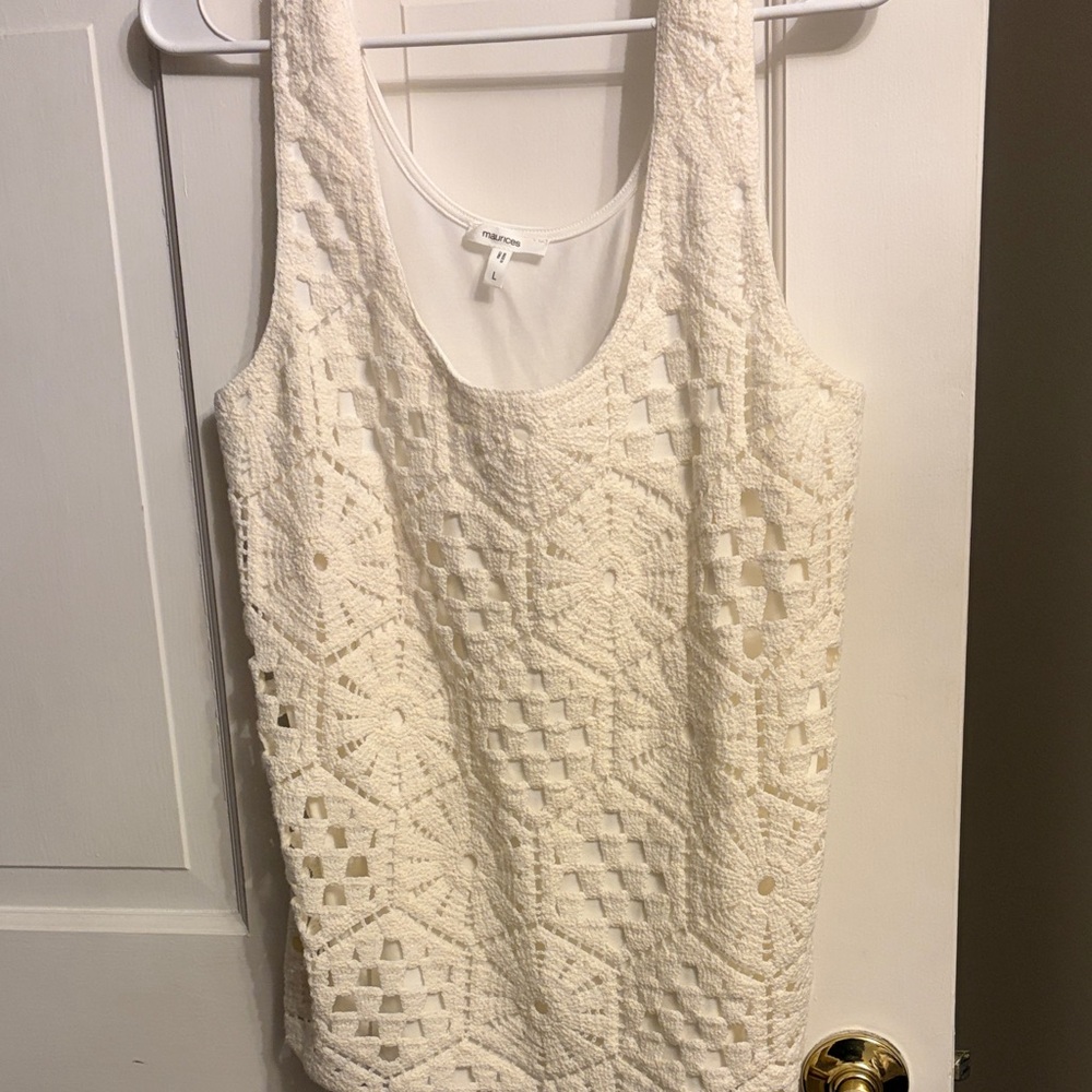 Maurices Cream Crochet Tank Top